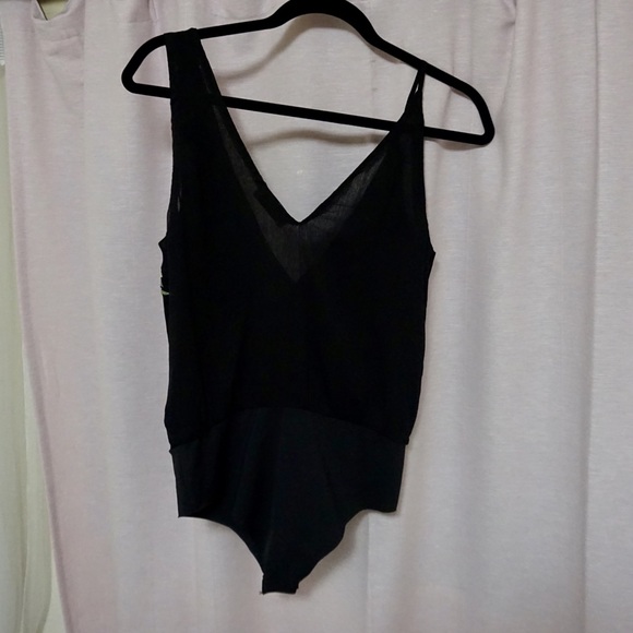 ZARA: BLACK BODYSUIT w BEADED SEQUIN EMBROIDERED - Picture 2 of 4